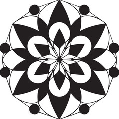black and white floral ornament ar Polygonal Flower Mandala