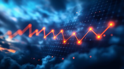 A line graph tracking revenue growth from new customers versus long-term clients over the course of a year, with new customers showing an initial spike