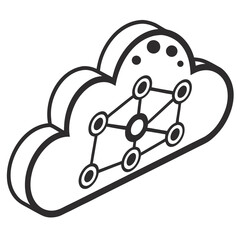 Black abstract cloud network icon white background