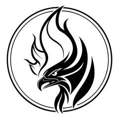 Black abstract eagle head in circular frame bird