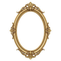Ornate Oval Gilded Decorative Frame, with Acanthus Leaf Flourishes, isolated on white or transparent background, AI