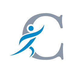 Initial Fitness Logo combine with letter C vector template