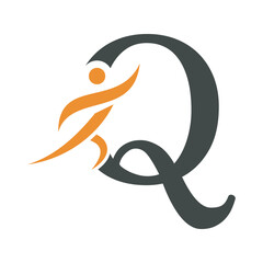 Initial Fitness Logo combine with letter Q vector template
