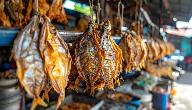 Dried Fish Display - A Culinary Tradition at the Market.
