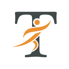 Initial Fitness Logo combine with letter T vector template