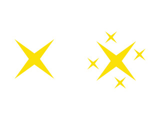 Obraz premium Two bright yellow starbursts with a single starburst and a cluster of smaller starbursts isolated on transparent background