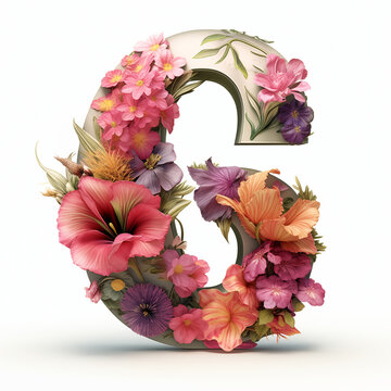 Letter "G" in a design, photo realistic, 3D dimensional, garden