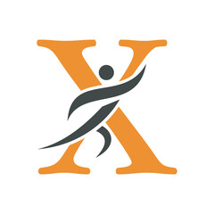 Initial Fitness Logo combine with letter WX vector template