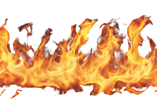 Dynamic seamless border of blazing fire with vibrant flames and sparks in a dark background creating a striking and energetic visual effect in a fire-themed design