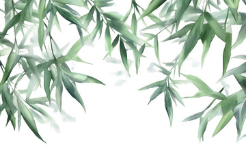 Bamboo leaves depicted in soft watercolor style creating a tranquil and natural atmosphere perfect for any art lover or nature enthusiast