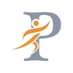 Initial Fitness Logo combine with letter P vector template