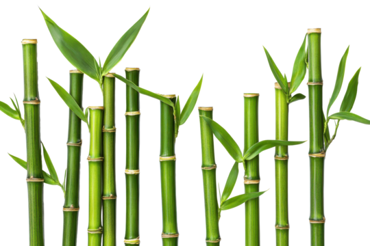 Close-up view of lush green bamboo stems showcasing nature's beauty with slender trunks and vibrant leaves found in serene outdoor settings