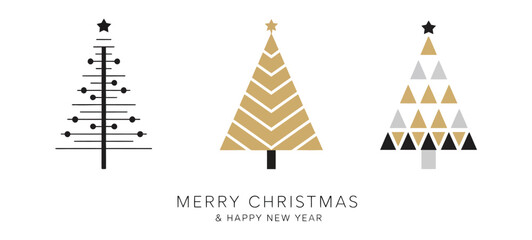 Christmas Card Background with Abstract Gold and Black Tree Decoration – Festive Holiday Design for Seasonal Greeting Cards, Invitations, Posters, and Celebration Projects