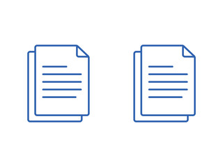 Two stylized document icons with lines of text representing paper sheets isolated on transparent background