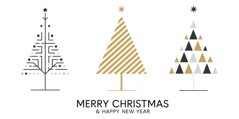 Christmas Card Background with Abstract Gold and Black Tree Decoration – Festive Holiday Design for Seasonal Greeting Cards, Invitations, Posters, and Celebration Projects