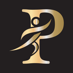 Initial Fitness Logo combine with letter P vector template