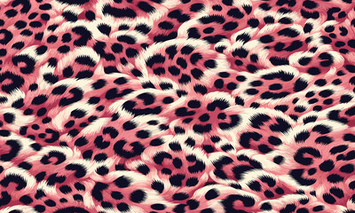 Pink leopard fur texture pattern with creative animal skin style, suited for trendy fabric, wallpaper, and camouflage.