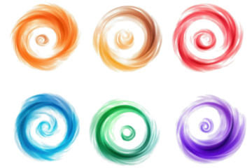 Colorful energy swirls and circles create a vibrant display of motion and light, perfect for artistic backgrounds and designs