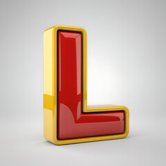 3d red letter l with yellow border on white background