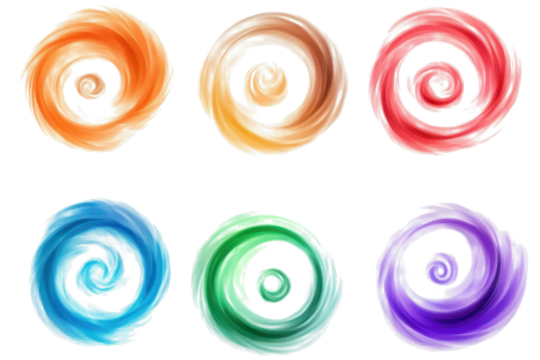 Colorful energy swirls and circles create a vibrant display of motion and light, perfect for artistic backgrounds and designs