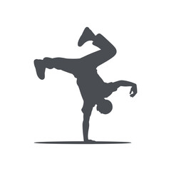 Breakdancer Silhouette Handstand on Transparent Background Dynamic Dancer Gymnastics
