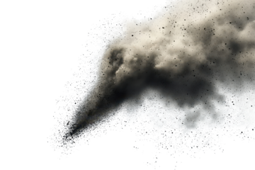 Dust devil creates a swirling column of dust in an open area during a sunny afternoon in the desert with clear blue skies and minimal vegetation nearby