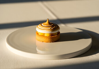 Lemon Meringue Tart on White Plate