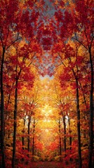 Autumn leaves: exploring the dynamic colors of seasonal change in nature. Advertising photo. October's magical transformation: rich flora in a picturesque foliage scene. Movie artwork.