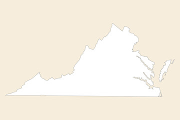 Vector graphic artwork suitable for print and web containing flat detailed map of VIRGINIA