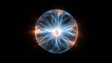 Electric Sphere With Dynamic Energy Patterns Glowing Brightly in the Dark Background
