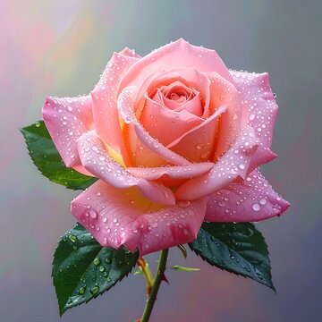 Close-up of a vibrant, dewy pink rose