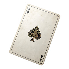 A single ace of spades playing card with detailed design isolated on a black background in close up view