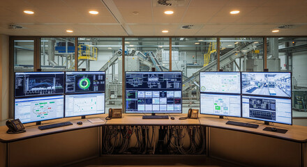 Modern Industrial Control Room for a Waste Processing Plant