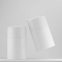 Two White Cylindrical Tube Box Mockups