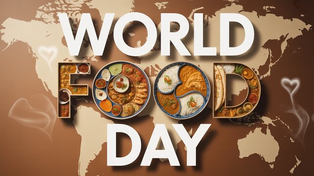 World Food Day, Food arrangements connect traditions and regions in one festive visual.