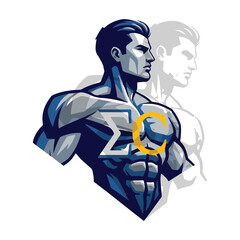 Muscular Superhero sigma Design - Strong Man Mascot Icon