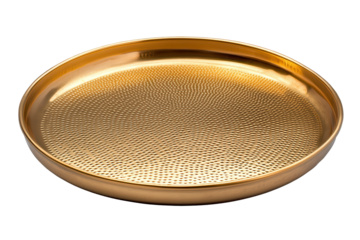 Golden round tray with dotted texture perfect for serving appetizers or decorations at gatherings and events in home settings