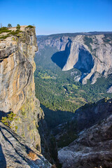 Taft Point Cliff Edge with El Capitan and Forested Yosemite Valley View