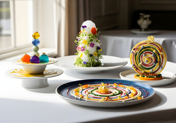 Exquisite Colorful Fine Dining Desserts