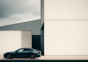 Modern Car in Minimalist Architecture