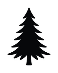 Obraz premium Pine tree silhouette vector evergreen conifer forest nature illustration