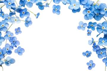 Whimsical forget-me-not petals create a charming frame around a blank space, perfect for personal notes or artistic displays