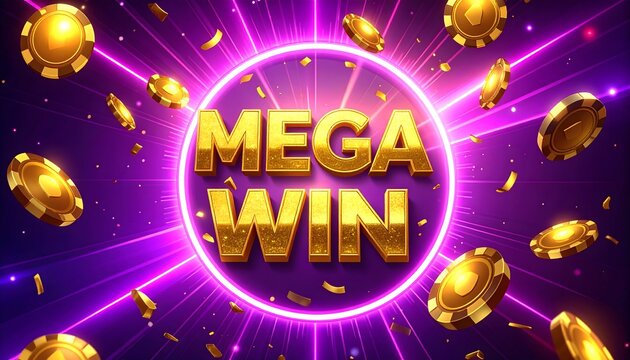 Shiny mega win glowing letters high resolution background 4