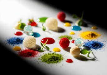 Colorful Artistic Setup with Various Textures and Colors