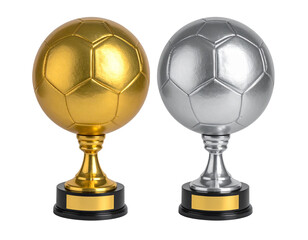Dual Soccer Ball Trophies, isolated on transparent background