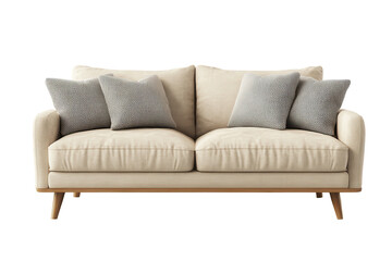 Fototapeta premium Modern comfortable furniture arranged for relaxation in a stylish living room setting with a cozy design and soft textures