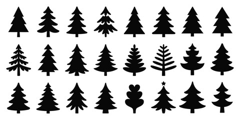 Christmas Tree Silhouettes – Vector Designs for Holiday Decorations, Seasonal Greeting Cards, Winter Celebrations, and Festive Holiday Projects