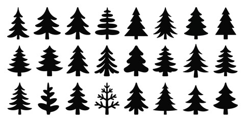 Christmas Tree Silhouettes – Vector Designs for Holiday Decorations, Seasonal Greeting Cards, Winter Celebrations, and Festive Holiday Projects
