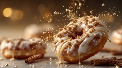 A donut with sprinkles on top