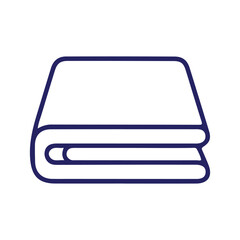 Vector art of a simple blue line drawing of a folded blanket or towel, isolated on a